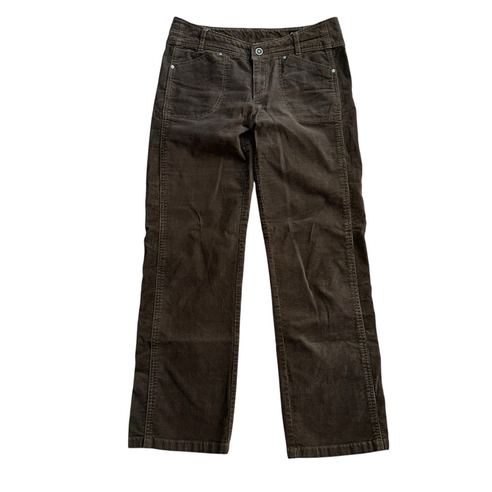 Kuhl Womens Corduroy Pants Straight-Leg Zip-Pocket Brown Size 8 Short Outdoor